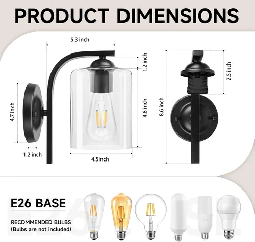 Miniatura 3 de CANMEIJIA Aplique de pared 1 luz, moderno accesorio de iluminación de pared, luces de tocador de baño con lámpara de pared negra mate para Negro