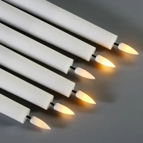 Miniatura 4 de Eywamage - Velas de mecha blancas parpadeantes sin llama con control remoto, velas de cera LED operadas por batería, juego de 6 unidades Blanco