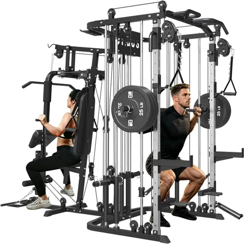 Sistema de gimnasio todo en uno para el hogar, estación de entrenamiento multifunción con máquina Smith, jaula de potencia y sistema de cruce de