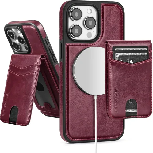 Miniatura 39 de SkyEagle Magsafe - Funda magnética 2 en 1 desmontable para iPhone 11 Pro Max con tarjetero, para mujeres y hombres, piel sintética con bloqueo RFID