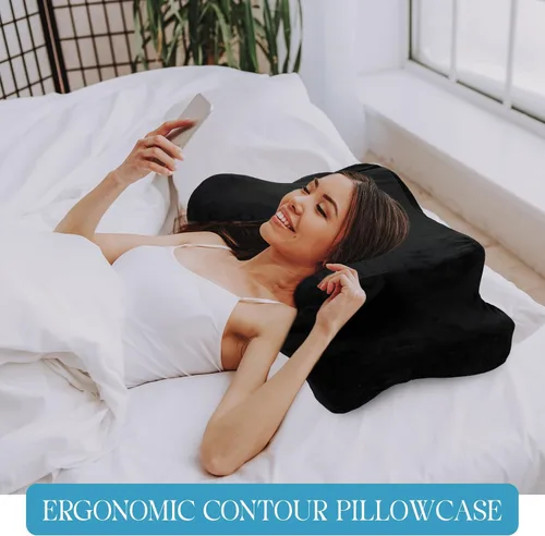Miniatura 4 de Hahafelt Funda de Almohada de Terciopelo Cristal Cervical para Cuello (Solo Funda de Almohada) Cubierta de Almohada Ergonómica Cubierta de Almohada