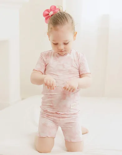 Miniatura 3 de VAENAIT BABY Pijama de bambú suave teñido anudado corto de verano, conjunto de 2 piezas, 6M-12 años