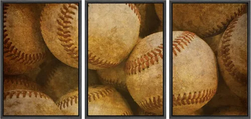Miniatura 152 de wall26 Lienzo enmarcado para pared, juego de arte de primer plano, detalles de costuras de béisbol, atletas deportivos, fotografía, moderno