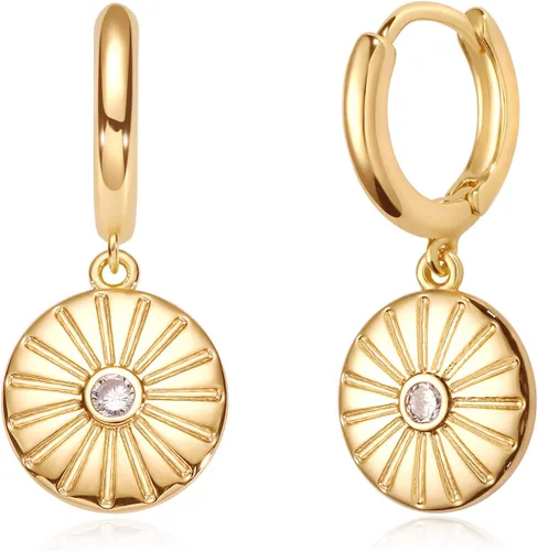 VACRONA - Aretes tipo arracadas con corazón de oro, abrazadores, pequeños para mujer, chapados en oro de 14 quilates