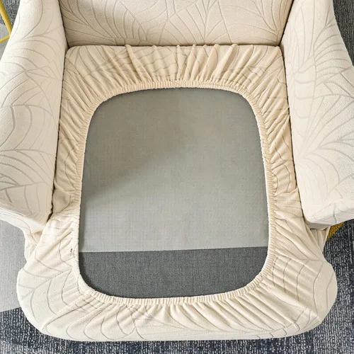 Miniatura 4 de OKYUK Wingback - Funda para silla, 2 piezas, tela jacquard de elastano, elástica, con respaldo de ala, funda para silla, muebles, sofá con parte