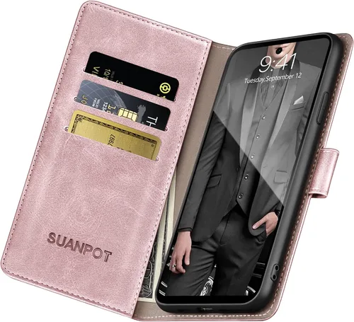 Miniatura 4 de SUANPOT Funda de piel tipo cartera para Samsung Galaxy A53 5G con tarjetero RFID para tarjetas de crédito Flip Folio Book Funda a prueba de golpes