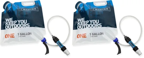 Sawyer Products SP160 One Gallon Gravity Water Filtration System w/Dual-Threaded Mini Filter, Blue/White/Clear (Pack of 2)