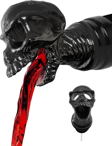 Miniatura 12 de Boquilla vertedora aireadora de vino con forma de calavera, decantador de botella de licor de aceite de oliva, regalos creativos plateados