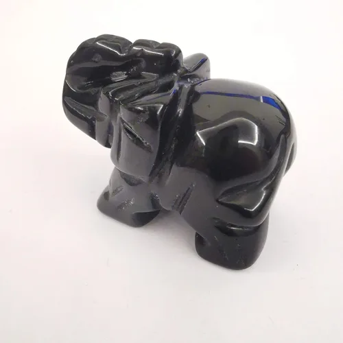 Miniatura 4 de Estatua de cristal de elefante tallada a mano, escultura de animal guardián de oficina en casa, decoración de 1.5 pulgadas, obsidiana negra