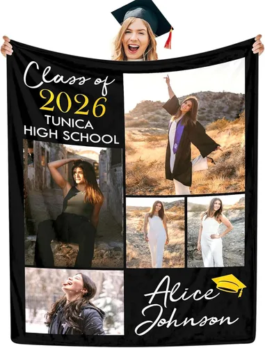 Miniatura 30 de Manta personalizada con collage de fotos, manta de fotos personalizada para graduados, manta personalizada, regalos para temporada de graduación