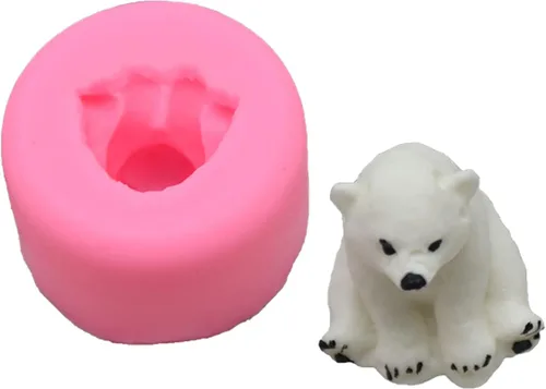 Molde de silicona de oso polar de tamaño pequeño, molde de vela de oso 3D, decoración de pasteles, bricolaje hecho a mano, arcilla de fondant, molde