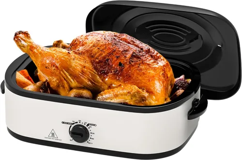 Miniatura 14 de Horno asador eléctrico de 14 cuartos de galón, horno asador de pavo, tapa de autofundación, bandeja extraíble, control de temperatura de rango