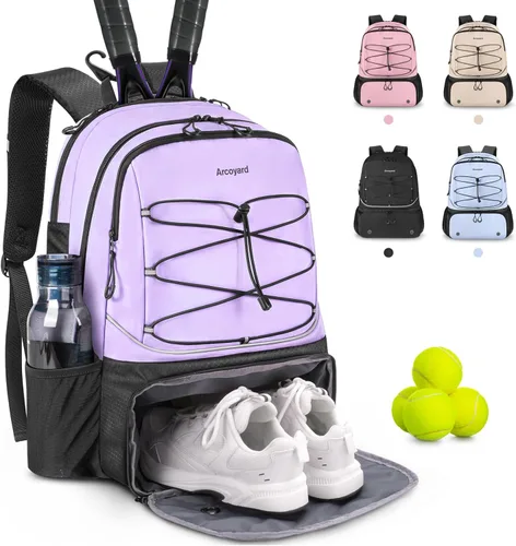 Miniatura 11 de Mochila de Tenis Arcoyard con Capacidad para 2 Raquetas, Bolsas de Tenis Profesionales para Mujeres, Mochila de Tenis con Compartimento Ventilado