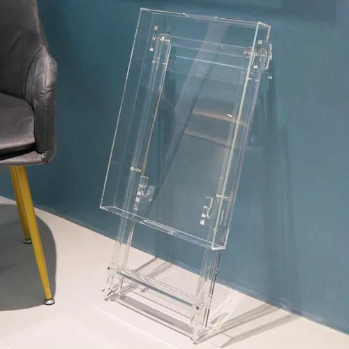 Miniatura 4 de Mesa plegable de acrílico, mesa auxiliar auxiliar de acrílico transparente, mesa de servicio portátil, mesa de centro cuadrada moderna para espacios