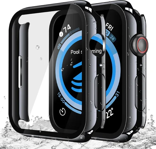 Miniatura 11 de Misxi Paquete de 2 fundas impermeables con botón diseñadas para Apple Watch Series 3 Series 2 de 38mm, funda rígida de policarbonato anticaídas