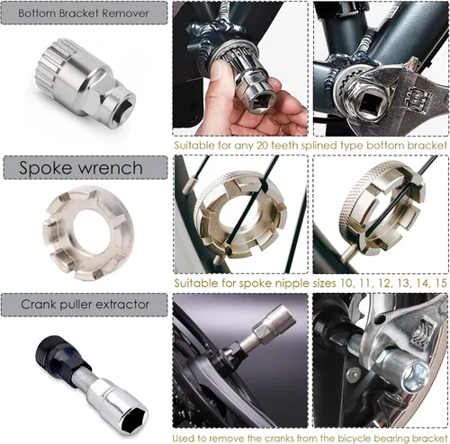 Miniatura 4 de Kit de herramientas para bicicleta, 8 herramientas profesionales de reparación de bicicletas para bicicleta de montaña con extractor de casetes 3