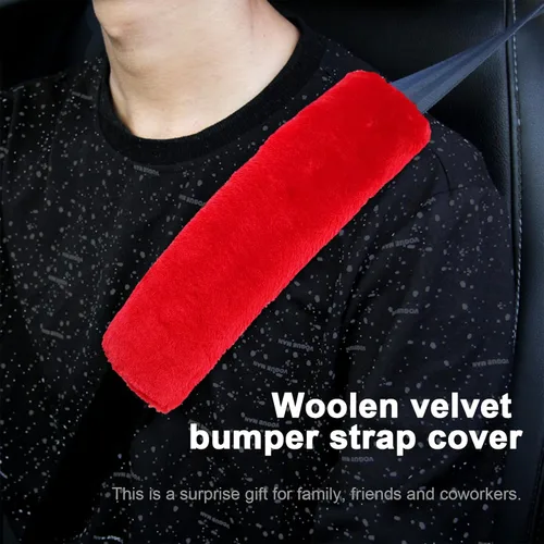 Miniatura 6 de Ziciner Paquete de 2 fundas para cinturón de seguridad de automóvil con almohadillas para hombros, cubiertas universales suaves de piel de oveja Rojo