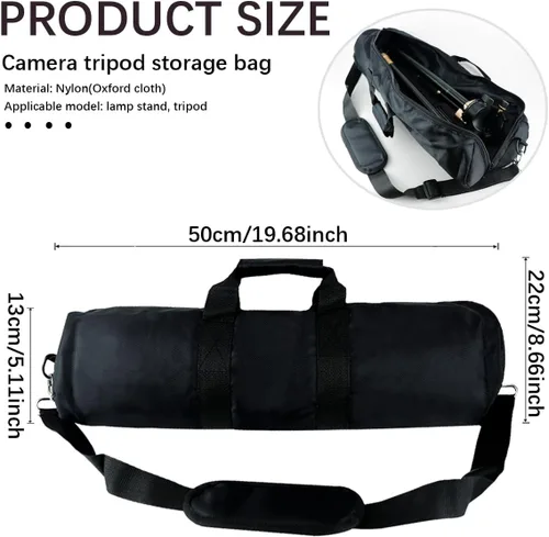 Miniatura 2 de Funda de trípode con correa para el hombro, funda compacta acolchada, cierre de cremallera de longitud completa para trípode, soporte de micrófono