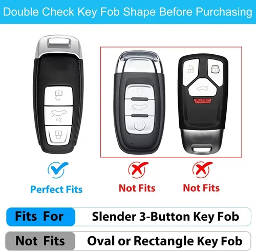 Miniatura 2 de OLLEN Funda para llavero de cuero genuino sin tornillos, compatible con Audi A3 A6 A6L A7 A8 Q7 Q8 E-Tron S3 S6 S7 SQ7 RS6 RS7, etc, protector