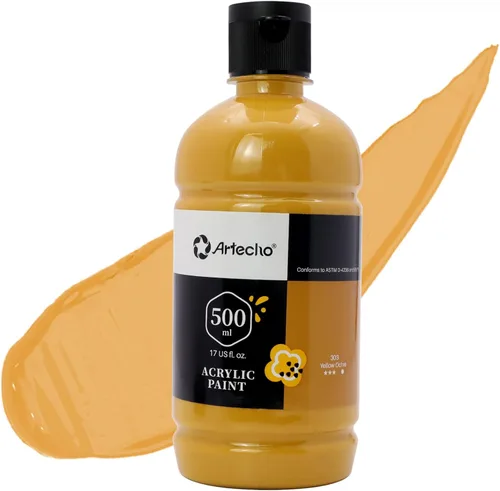 Miniatura 9 de Artecho Pintura Acrílica Oro - Botella Grande 500ml / 17oz, Pintura para Manualidades para Lienzo, Rocas, Madera, Tela, Cerámica, No Tóxica Dorado
