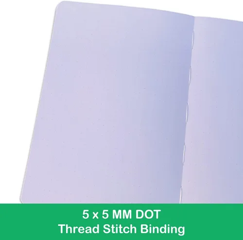 Miniatura 8 de BUKE Cuaderno de cuadrícula de puntos, papel blanco de bambú de 6.35 oz/m², 5 puntos de 0.197 x 0.197 in, 160 páginas, encuadernación plana, bordes