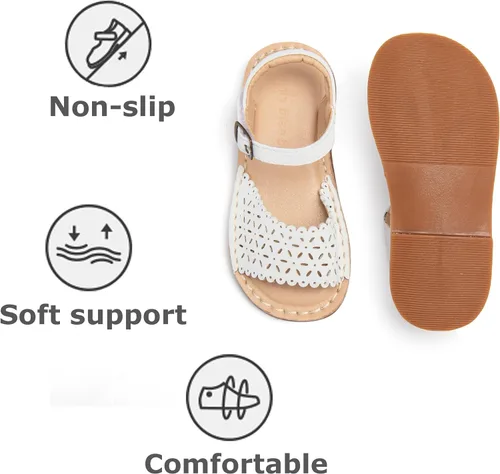 Miniatura 7 de THEE BRON Sandalias de gladiador para niñas pequeñas, zapatos cómodos acolchados para jugar en verano de princesa