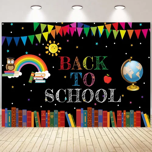 Miniatura 17 de Telón de fondo de pizarra negra para el regreso a clases, fondo de fotografía para el primer día de escuela, accesorios para cabina de fotos