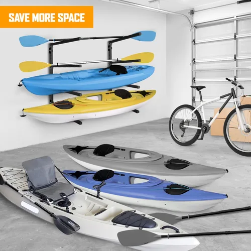 Miniatura 5 de Yes4All Estante de almacenamiento para kayak, soporte de pared para kayak, 400 libras, 4 niveles ajustables, estante para kayak al aire libre, A.