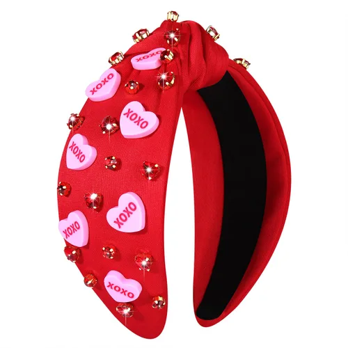 Miniatura 8 de Diademas de corazón para el día de San Valentín para mujer, accesorios para el día de San Valentín, diadema anudada con corazones con cuentas