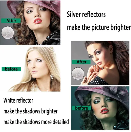 Miniatura 3 de MDRTIRIM Reflectores de luz 2 en 1, plegable, equipo fotográfico portátil, tablero de relleno de fotografía de 12 pulgadas (11.8 in) para interiores