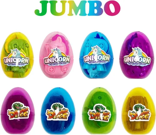 Miniatura 2 de Pinkiwine Paquete de 8 huevos de Pascua de plástico rellenos de unicornio y dinosaurio con juguetes en el interior para niños y niñas pequeños