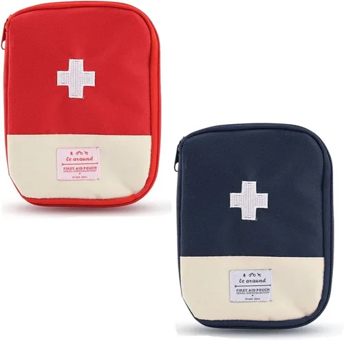 Paquete de 2 mini botiquines de primeros auxilios, bolsa vacía de primeros auxilios, bolsa médica portátil para automóvil, ciclismo, maratón,