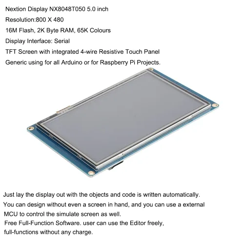 Miniatura 2 de Nextion Basic Display 5.0 ''NX8048T050 5.0 pulgadas TFT resistiva panel de pantalla táctil 800x480 UART HMI módulo de pantalla LCD inteligente