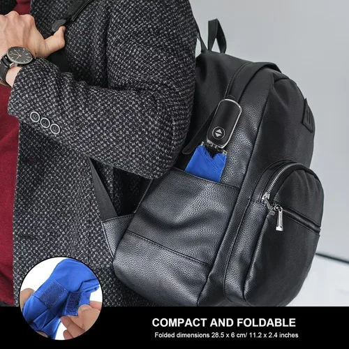Miniatura 108 de LEAGERA Paraguas de viaje compacto para bolso, mango plano, impermeable para lluvia ligera