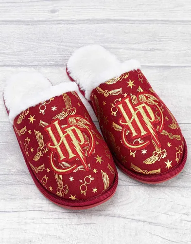 Miniatura 2 de Harry Potter Pantuflas para niñas Zapatos de casa roja mullidos para niños Logotipo bordado dorado Hogwarts Calzado Mercancía Regalo