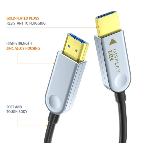 Miniatura 5 de 8K HDMI 2.1 Cable de fibra óptica 15 pies en pared de alta velocidad 48Gbps cable HDMI 8K60Hz 4K120Hz delgado delgado flexible