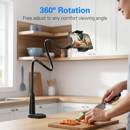 Miniatura 5 de MAGIPEA Soporte de teléfono de cuello de cisne para cama, soporte flexible de teléfono celular de 34 pulgadas para escritorio, soporte de abrazadera