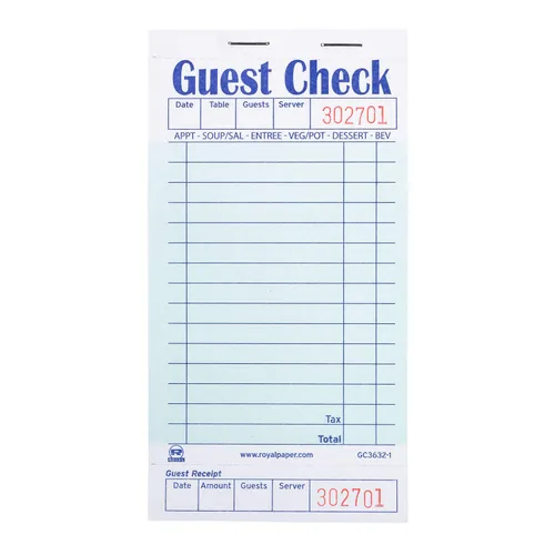 AmerCare Royal Green - Libro de recibos de papel de cheques para invitados, libro de pedidos autocopiativo con 15 líneas, 1 parte reservada, paquete