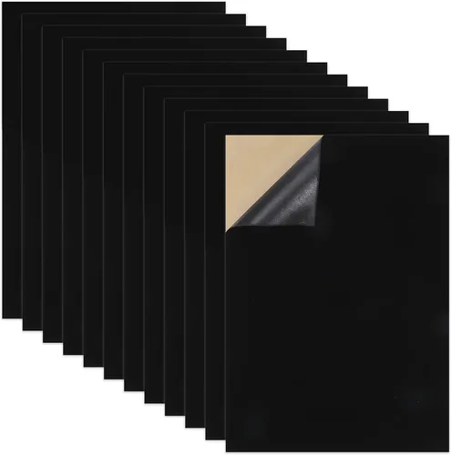 Caydo 12 hojas de fieltro autoadhesivas negras, fieltro de terciopelo suave para caja de joyería y forro de cajón, arte y manualidades (tamaño A4)