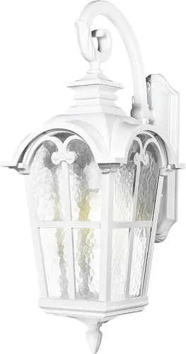 Miniatura 22 de Emliviar Aplique de Pared Vintage para Exteriores con Vidrio de Ondas de Agua, Linterna de Pared para Porche Delantero de 17.5", Acabado Negro