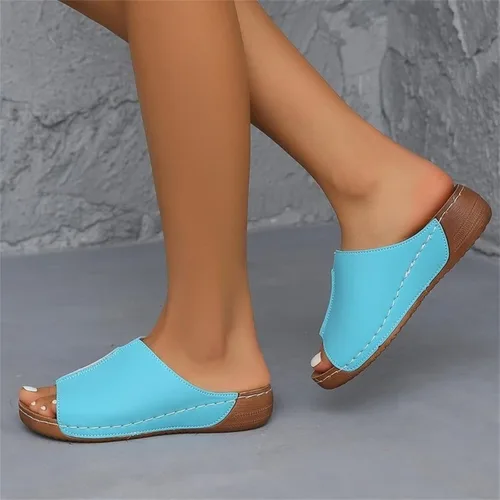 Miniatura 4 de Sandalias ortopédicas para mujer con soporte para el arco, cómodas sandalias ortopédicas de verano con puntera abierta Azul cielo