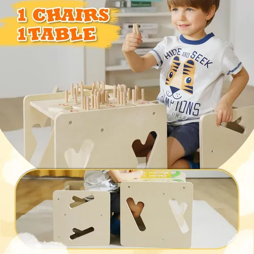Miniatura 3 de Montessori Mesa y Silla de Destete y Conjunto de Mesa y Silla de Madera Maciza para Niños Pequeños Muebles Montessori para Niños