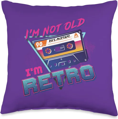 Born in the 80s Birthday Nostalgia Cinta de casete retro vintage de los años 80, divertida almohada de cumpleaños, 16 x 16 pulgadas, multicolor