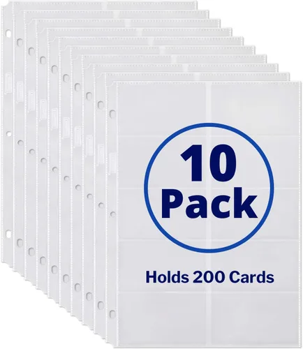 Miniatura 2 de Dunwell Fundas para tarjetas de visita (paquete de 10 para 200 tarjetas), protección de hojas de plástico pesado, cada funda tiene capacidad para 20