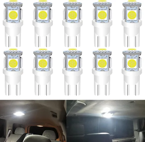 Miniatura 12 de Paquete de 25 bombillas LED 194, bombillas LED T10 súper brillantes, bombillas 2825 5050 Chipset 5-SMD, W5W 168 bombillas LED de repuesto para Rojo