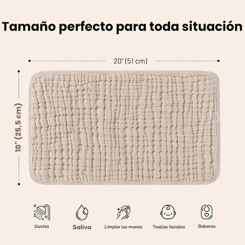 Miniatura 7 de Looxii - Paquete de 12 trapos de muselina para eructos, 100 % algodón, grandes, 20 x 10 pulgadas, extrasuaves y absorbentes, para bebés, niños