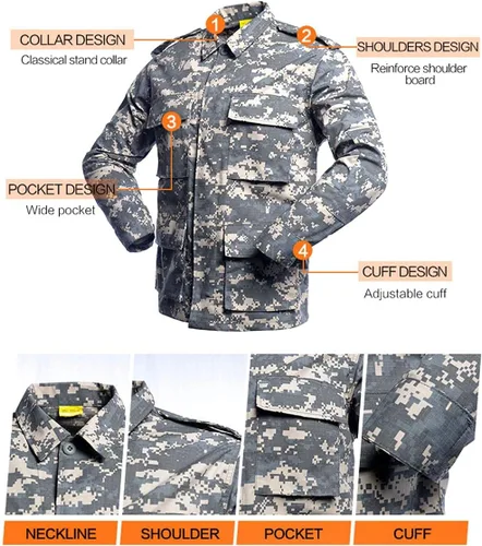 Miniatura 4 de LANBAOSI Conjunto táctico BDU uniforme de combate para hombre, camisa militar, chaqueta y pantalones