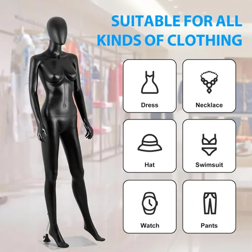 Miniatura 5 de Maniquí femenino de 70 pulgadas de cuerpo completo para vestido de costura, soporte de modelo, maniquí de exhibición realista con postura ajustable