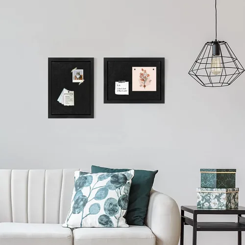 Miniatura 5 de Tablero de anuncios de corcho, marco negro para paredes con fieltro, tablero decorativo para colgar para la oficina en casa, escuela, tablero