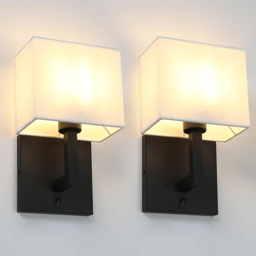 Yosoan Juego de 2 apliques de pared para tocador de interior con interruptor de encendido y apagado, lámpara industrial moderna bohemia vintage con